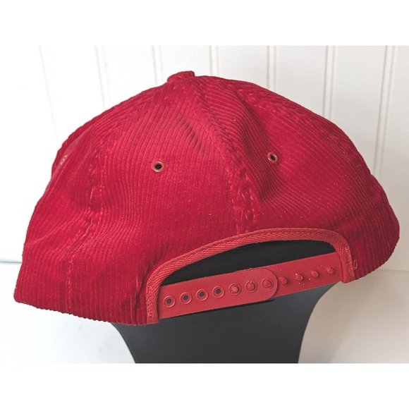 Vintage Swingster Bridgestone‎ Embroidered Corduroy Snapback Trucker Hat Red USA - Picture 4 of 6